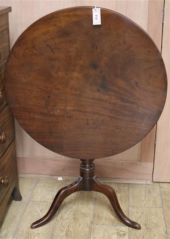 A George III mahogany circular snap-top tea table W.75cm
